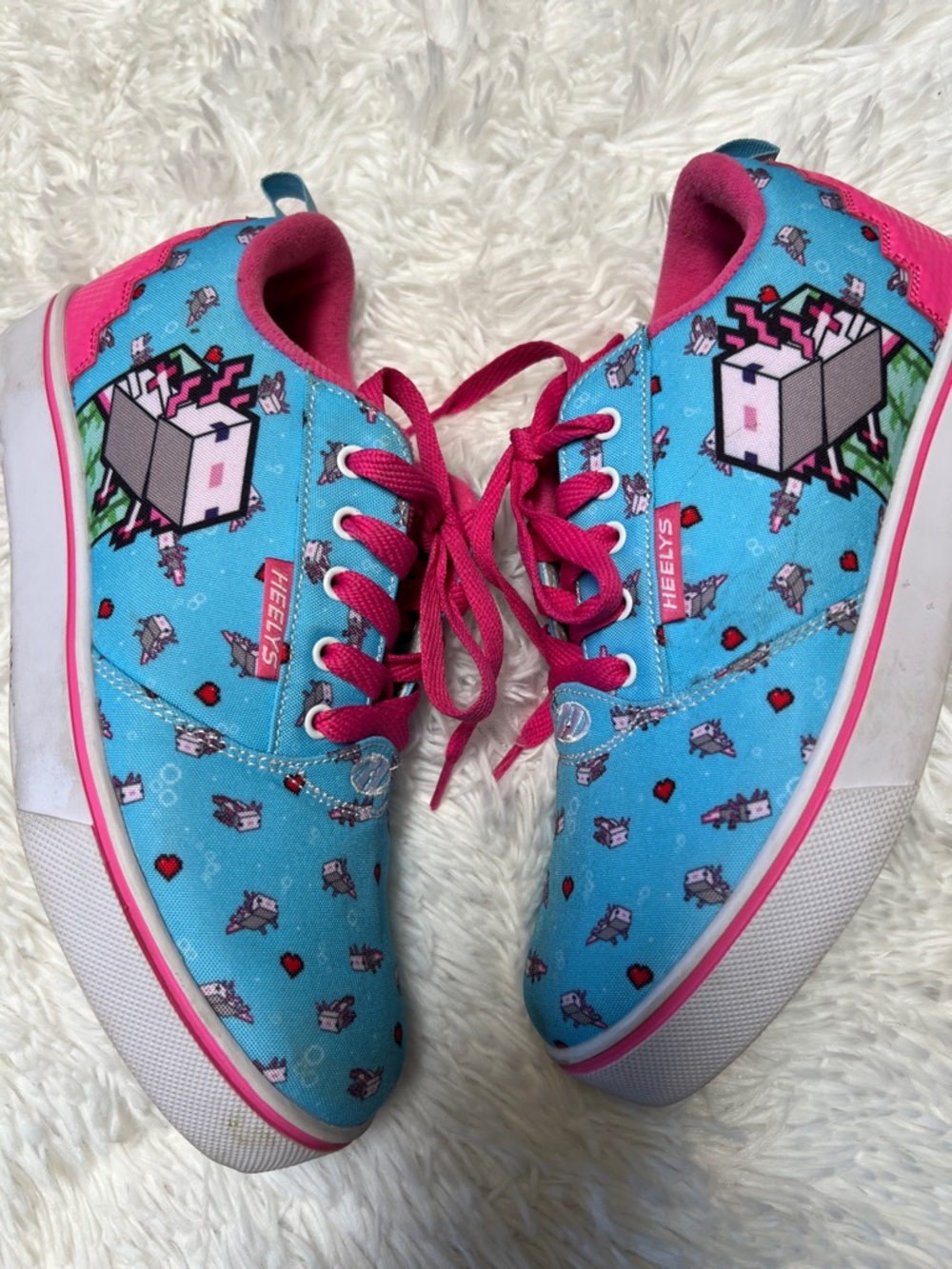 Heelys Pink & Blue Minecraft Canvas Skate Shoe